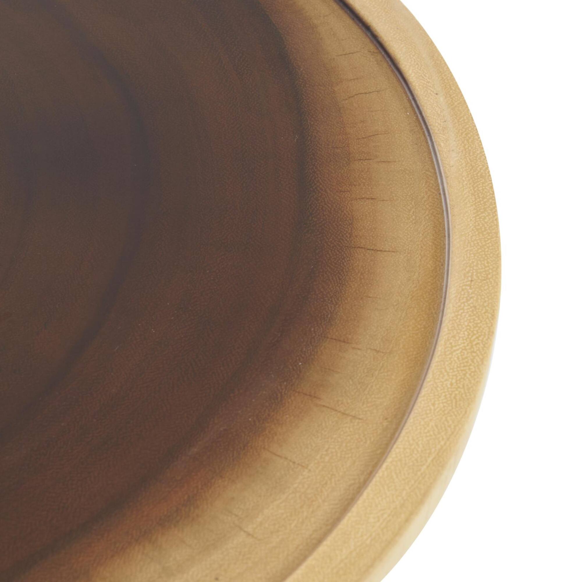 18" x 16" Natural Brown Round Handmade Albizia Wood Accent Table with Cylindrical Base